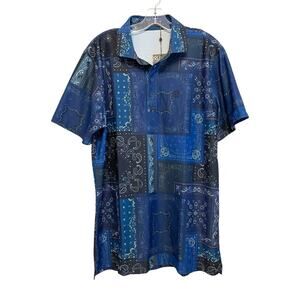 G/Fore Bandana Tech Pique Polo Shirt Men Size XL Twilight‎ Blue Golf Active NWT